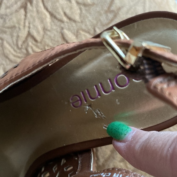 Connie NAKITA Cork Wedge woman’s sandal shoe tan brown leather upper size 7.5 🌹 - Picture 8 of 17